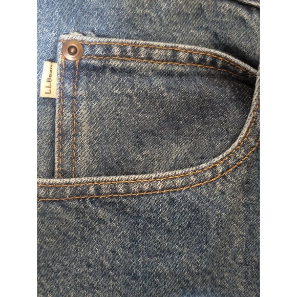 L.L. Bean Fleece Lined Denim Blue Jeans‎ Size 38X32 Straight Leg - Picture 4 of 7